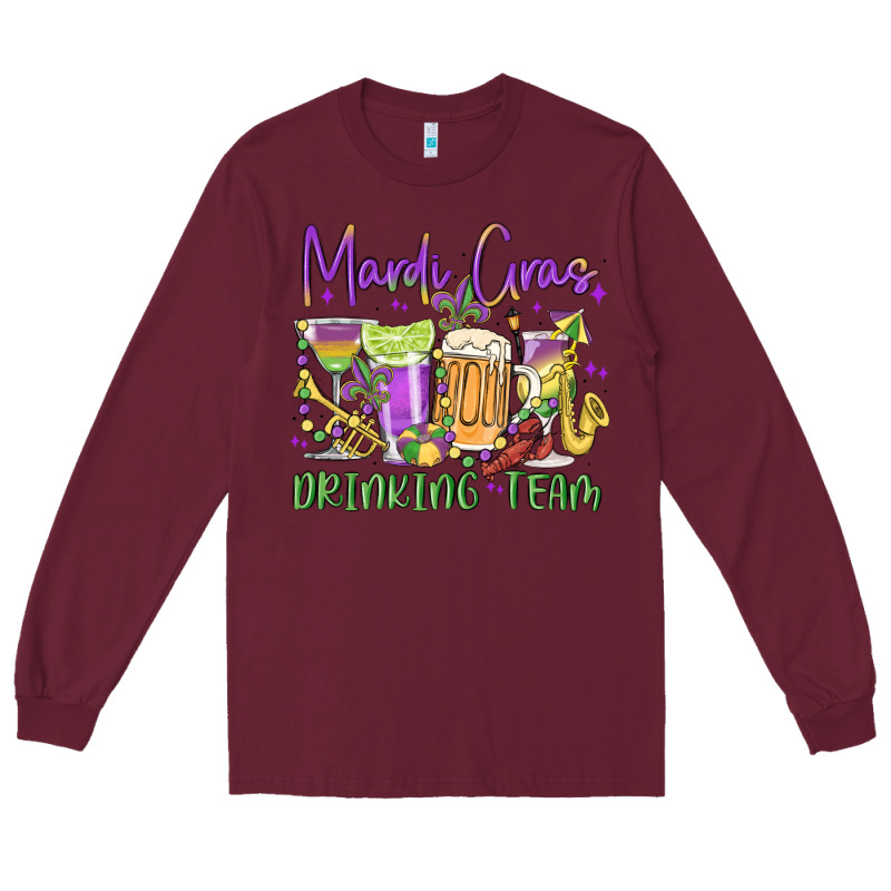 Mardi Gras Drinking Team Long Sleeve Tee by MaliasSmallBusiness | Teevron