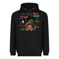 Black afro messy bun teach inspire love teacher blessed Heavyweight Hoodie - NancyCooperArtShop