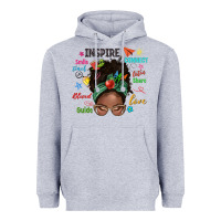 Heather Grey afro messy bun teach inspire love teacher blessed Heavyweight Hoodie - NancyCooperArtShop