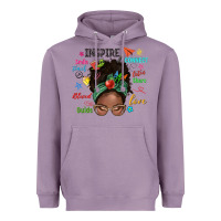 Lavender afro messy bun teach inspire love teacher blessed Heavyweight Hoodie - NancyCooperArtShop