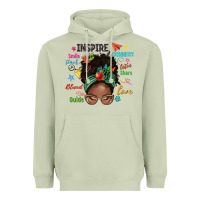 Matcha afro messy bun teach inspire love teacher blessed Heavyweight Hoodie - NancyCooperArtShop