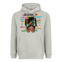 Moon Dust afro messy bun teach inspire love teacher blessed Heavyweight Hoodie - NancyCooperArtShop