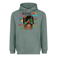 Sage afro messy bun teach inspire love teacher blessed Heavyweight Hoodie - NancyCooperArtShop