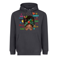 Smoke afro messy bun teach inspire love teacher blessed Heavyweight Hoodie - NancyCooperArtShop