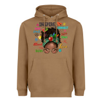 Toasted Coconut afro messy bun teach inspire love teacher blessed Heavyweight Hoodie - NancyCooperArtShop