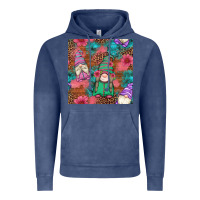 Vintage Denim floral easter gnomes seamless pattern Vintage Hoodie - Artiststas