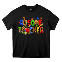 Black ausome autism teacher Heavy Core Tee - Zillion Design Studio