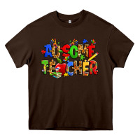 Chocolate Brown ausome autism teacher Heavy Core Tee - Zillion Design Studio