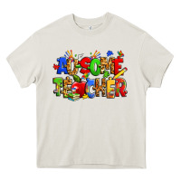 Cream ausome autism teacher Heavy Core Tee - Zillion Design Studio