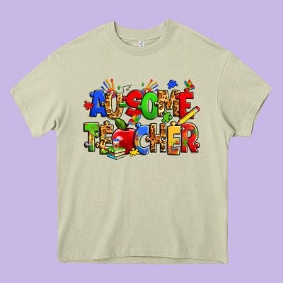 Ausome Autism Teacher Heavy Core Tee Designed By Zillion Design Studio