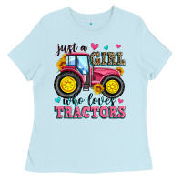 Baby Blue just a girl who loves tractors Ladies Tee - Zillion Design Studio
