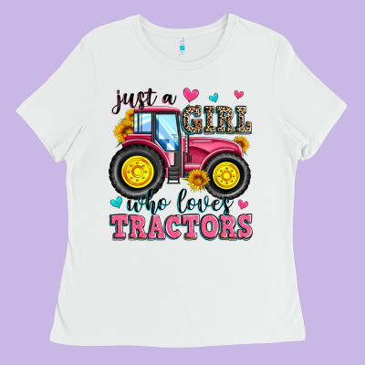 Just A Girl Who Loves Tractors Ladies Tee Designed By Zillion Design Studio