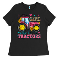 Black just a girl who loves tractors Ladies Tee - Zillion Design Studio