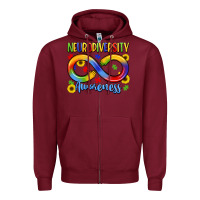 Burgundy neurodiversity awareness Zipper Hoodie - LillyAllenDesigns