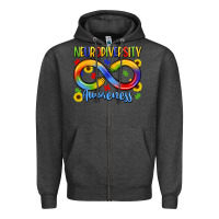 Charcoal Heather neurodiversity awareness Zipper Hoodie - LillyAllenDesigns
