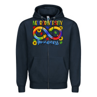 Navy neurodiversity awareness Zipper Hoodie - LillyAllenDesigns