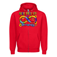 Red neurodiversity awareness Zipper Hoodie - LillyAllenDesigns