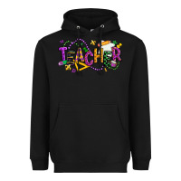Black mardi gras teacher Heavyweight Hoodie - texasbilliewilder