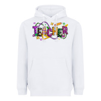 White mardi gras teacher Heavyweight Hoodie - texasbilliewilder