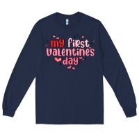 Navy my first valentines day Long Sleeve Tee - MaliasSmallBusiness