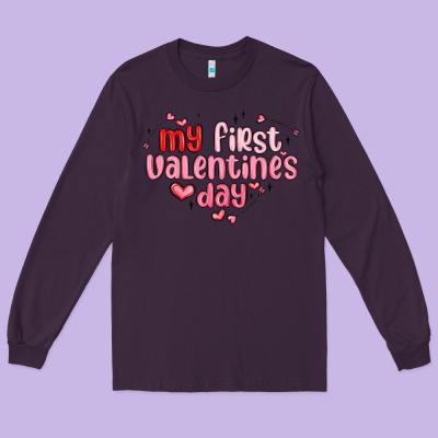 My First Valentines Day Long Sleeve Tee Designed By Maliassmallbusiness