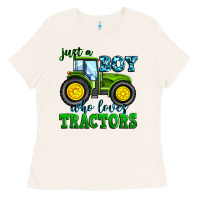 Bone just a boy who loves tractors Ladies Tee - Zillion Design Studio