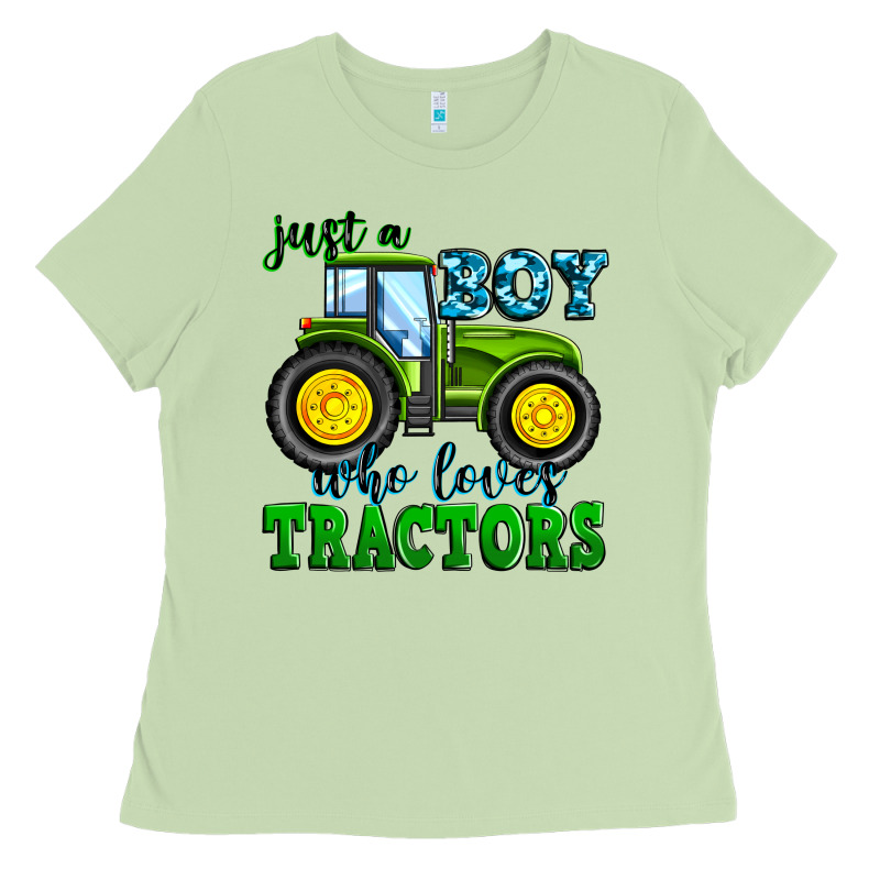 Just A Boy Who Loves Tractors Ladies Tee by Zillion Design Studio | Teevron