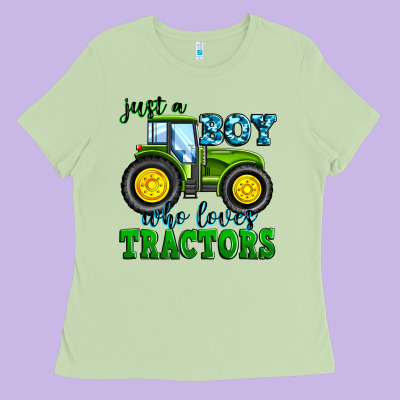 Just A Boy Who Loves Tractors Ladies Tee Designed By Zillion Design Studio