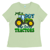Matcha just a boy who loves tractors Ladies Tee - Zillion Design Studio