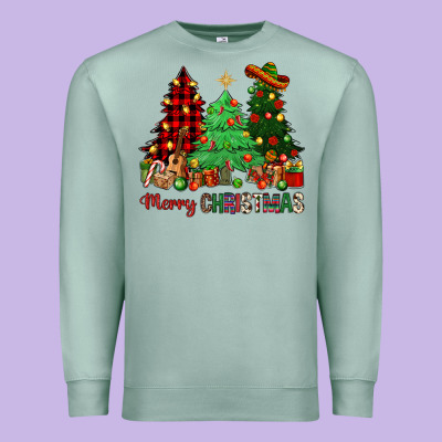 Merry Christmas Trees Premium Sweatshirt Designed By Nancycooperartshop