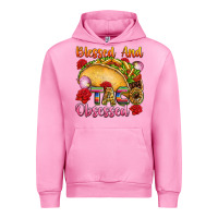 Fuchsia Pink Blessed and taco obsessed Mexico Urban Hoodie - FaDigitalArtStudio