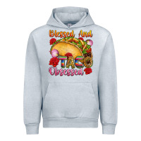 Heather Grey Blessed and taco obsessed Mexico Urban Hoodie - FaDigitalArtStudio