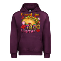 Mauve Wine Blessed and taco obsessed Mexico Urban Hoodie - FaDigitalArtStudio