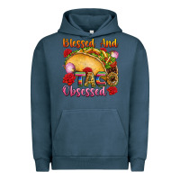 Pigment Midnight Navy Blessed and taco obsessed Mexico Urban Hoodie - FaDigitalArtStudio