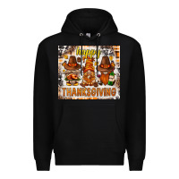 Black Happy Thanksgiving gnomes Premium Hoodie - NancyCooperArtShop