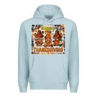 Blue Mist Happy Thanksgiving gnomes Premium Hoodie - NancyCooperArtShop