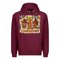 Burgundy Happy Thanksgiving gnomes Premium Hoodie - NancyCooperArtShop