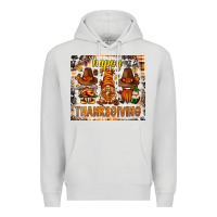 Dove Grey Happy Thanksgiving gnomes Premium Hoodie - NancyCooperArtShop