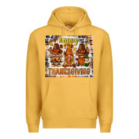 Mustard Happy Thanksgiving gnomes Premium Hoodie - NancyCooperArtShop