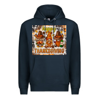 Navy Happy Thanksgiving gnomes Premium Hoodie - NancyCooperArtShop