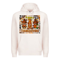 Pale Pink Happy Thanksgiving gnomes Premium Hoodie - NancyCooperArtShop