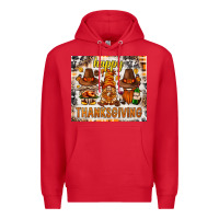 Red Happy Thanksgiving gnomes Premium Hoodie - NancyCooperArtShop