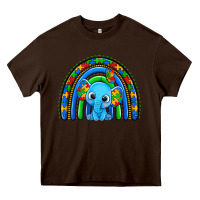 Chocolate Brown autism elephant rainbow Heavy Core Tee - Zillion Design Studio