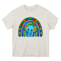 Cream autism elephant rainbow Heavy Core Tee - Zillion Design Studio