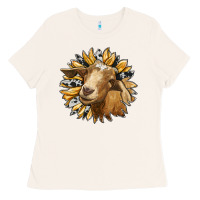 Bone sunflower with goat Ladies Tee - RanaPortraitStore