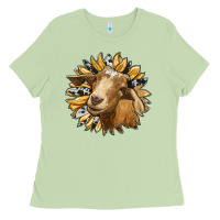 Matcha sunflower with goat Ladies Tee - RanaPortraitStore