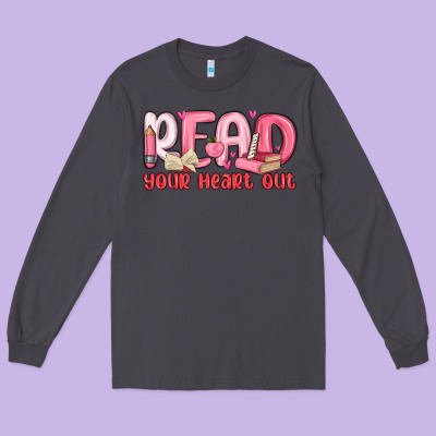 Read Your Heart Out Long Sleeve Tee Designed By Maliassmallbusiness