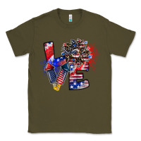 Army Green patriotic Love Classic Tee - CowhideDigitalArt