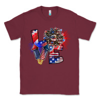 Burgundy patriotic Love Classic Tee - CowhideDigitalArt