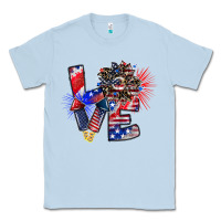Dusty Blue patriotic Love Classic Tee - CowhideDigitalArt
